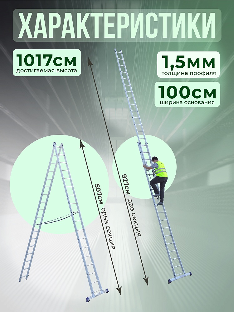 Лестница двухсекционная Alumet Ал 6218 фото 2