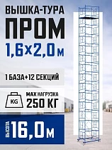 Купить Вышка-тура Промышленник ВСП Пром 1.6×2.0, 16.0 м