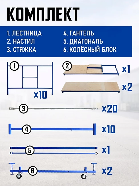 Вышка-тура Промышленник ВСП Пром 1.6×2.0, 6.4 м фото 4