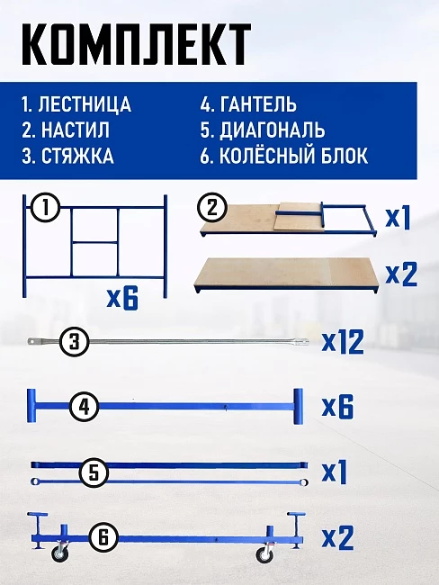 Вышка-тура Промышленник ВСП Пром 1.6×2.0, 4.0 м фото 4