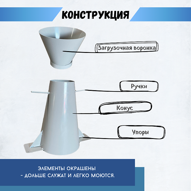 Конус КА (Абрамса) Промышленник с воронкой для определения подвижности бетонной смеси по ГОСТ 10181 (х/к) фото 3