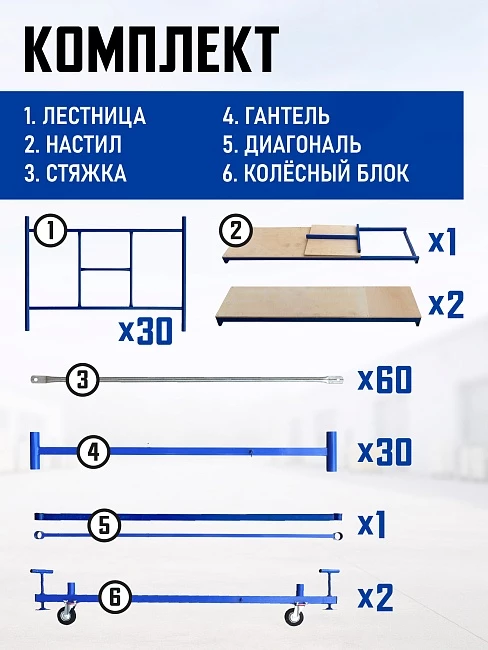 Вышка-тура Промышленник ВСП Пром 1.6×2.0, 18.4 м фото 4