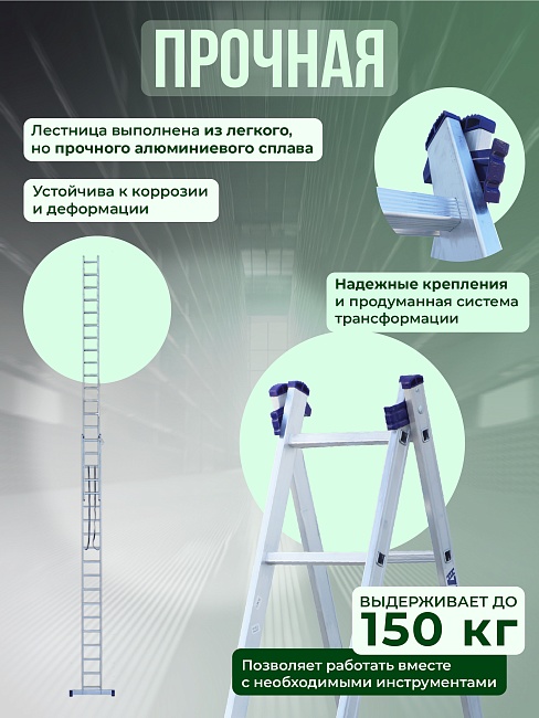 Лестница двухсекционная Alumet Ал 6218 фото 3
