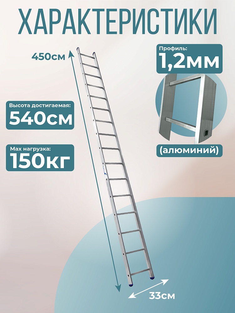 Лестница односекционная Alumet Ал 5116 фото 2