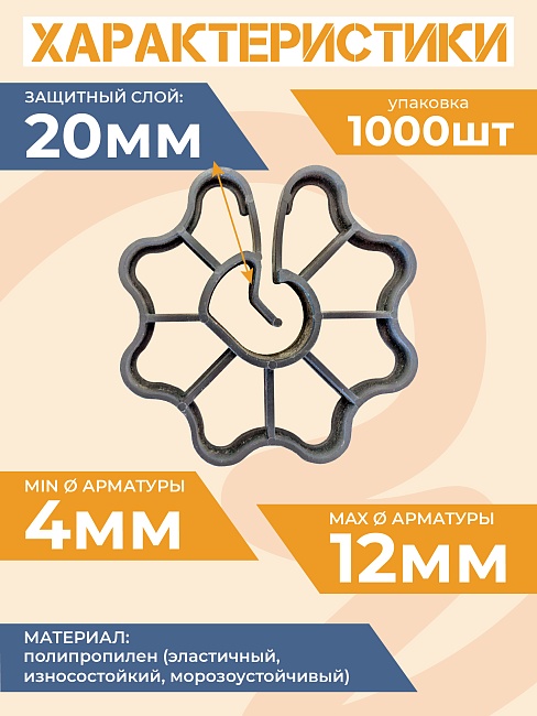 Фиксатор арматуры Промышленник  звездочка 20 упаковка 1000 шт. фото 2