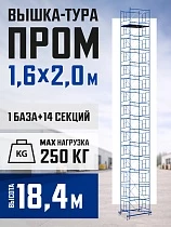 Купить Вышка-тура Промышленник ВСП Пром 1.6×2.0, 18.4 м