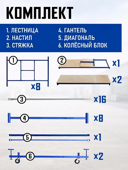 Вышка-тура Промышленник ВСП Пром 1.6×2.0, 5.2 м фото 4
